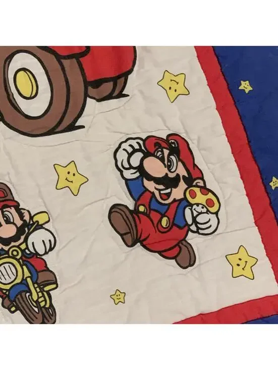 Vintage Super Mario Nintendo Baby Blanket Quilt Comforter 32”x41” crib size - Picture 8 of 9
